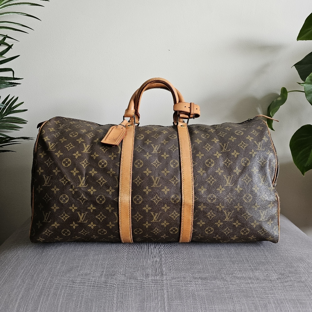 Authentic Louis Vuitton Monogram keepall 55 tote travel weekender bag vintage LV